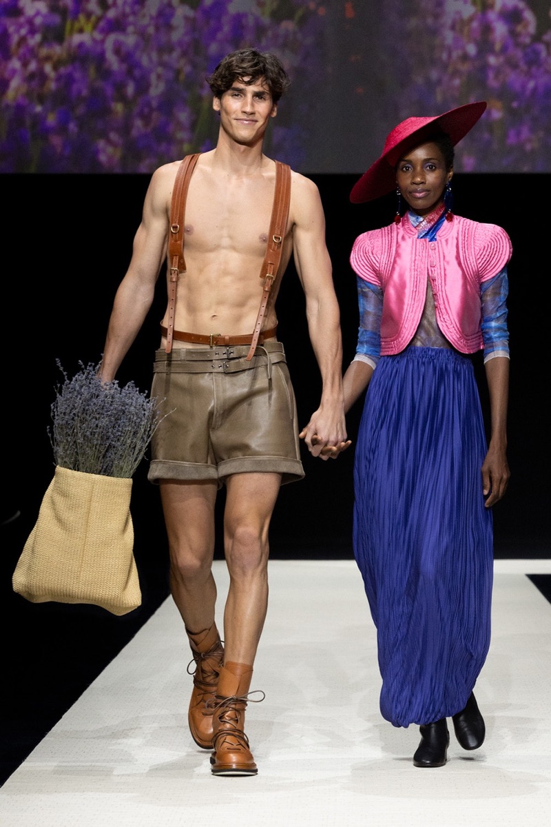 Moi Models talent walking the Armani runway, look one