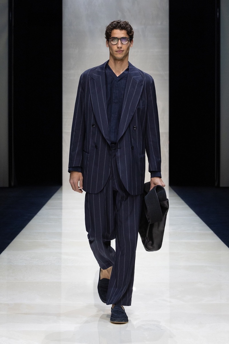 Moi Models talent walking the Armani runway, look two